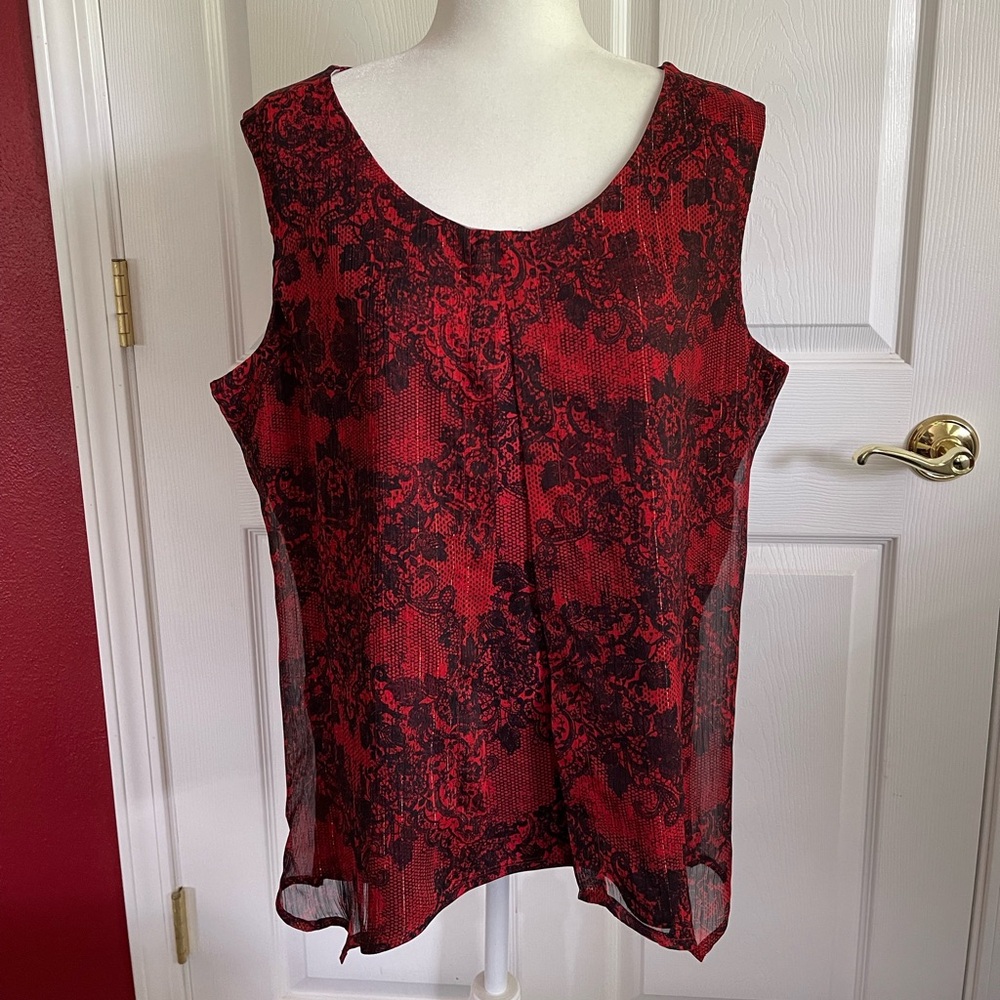 Red and Black Asymmetrical Tank Top